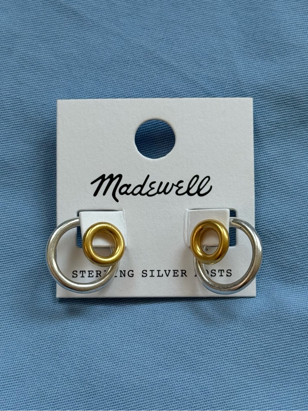 Madewell Two-Tone Gold and Silver Hoop Stud Earrings